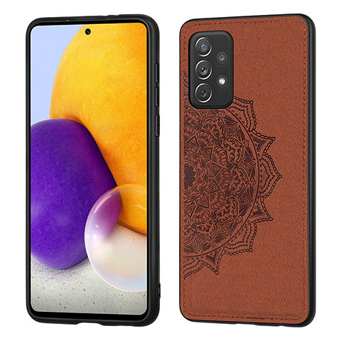 Custodia Silicone Ultra Sottile Morbida Cover con Magnetico S04D per Samsung Galaxy A72 5G Marrone