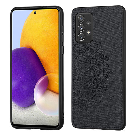 Custodia Silicone Ultra Sottile Morbida Cover con Magnetico S04D per Samsung Galaxy A72 5G Nero