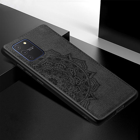 Custodia Silicone Ultra Sottile Morbida Cover con Magnetico S04D per Samsung Galaxy A91 Nero