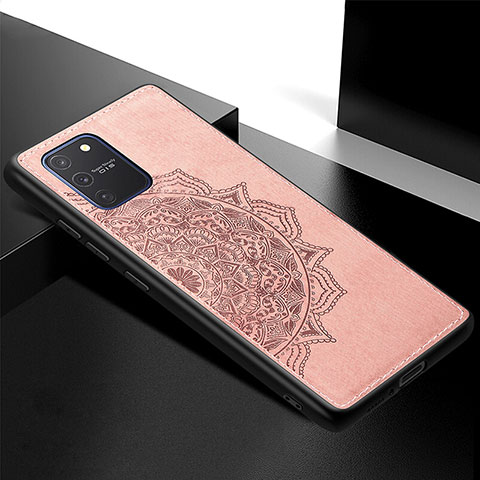 Custodia Silicone Ultra Sottile Morbida Cover con Magnetico S04D per Samsung Galaxy A91 Oro Rosa