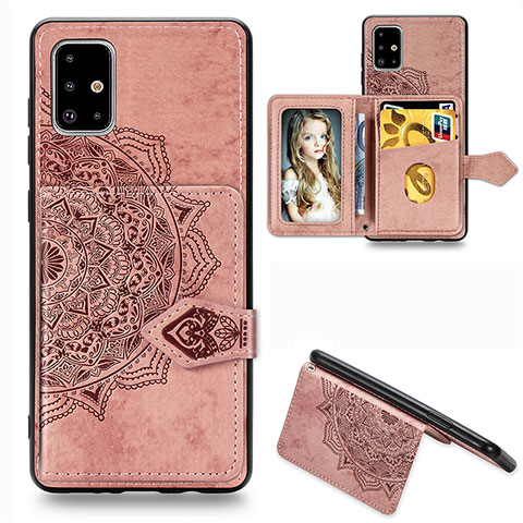 Custodia Silicone Ultra Sottile Morbida Cover con Magnetico S04D per Samsung Galaxy M40S Oro Rosa