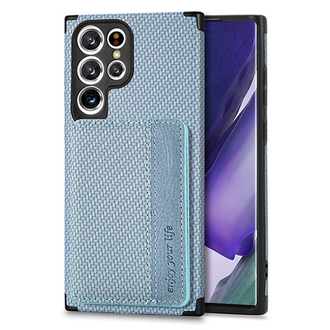 Custodia Silicone Ultra Sottile Morbida Cover con Magnetico S04D per Samsung Galaxy S22 Ultra 5G Blu