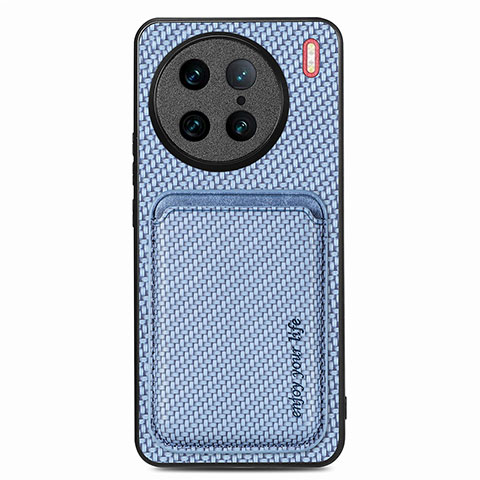 Custodia Silicone Ultra Sottile Morbida Cover con Magnetico S04D per Vivo X90 Pro 5G Blu