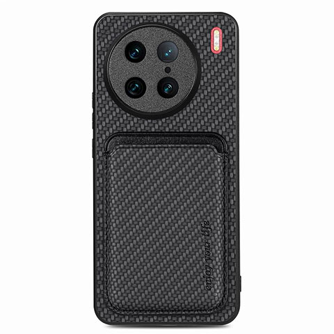 Custodia Silicone Ultra Sottile Morbida Cover con Magnetico S04D per Vivo X90 Pro 5G Nero