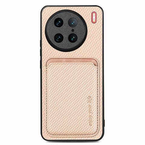 Custodia Silicone Ultra Sottile Morbida Cover con Magnetico S04D per Vivo X90 Pro 5G Oro