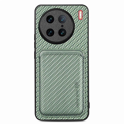 Custodia Silicone Ultra Sottile Morbida Cover con Magnetico S04D per Vivo X90 Pro 5G Verde