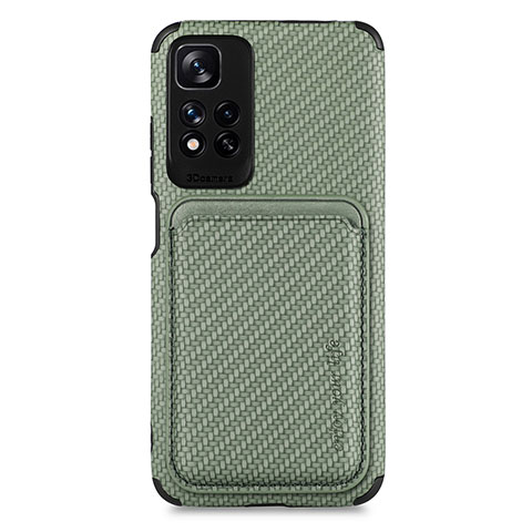 Custodia Silicone Ultra Sottile Morbida Cover con Magnetico S04D per Xiaomi Mi 11i 5G (2022) Verde