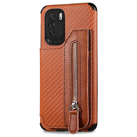 Custodia Silicone Ultra Sottile Morbida Cover con Magnetico S04D per Xiaomi Mi 11X Pro 5G Marrone