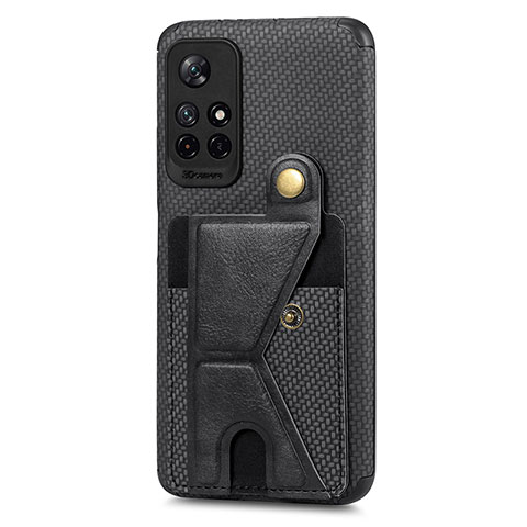 Custodia Silicone Ultra Sottile Morbida Cover con Magnetico S04D per Xiaomi Poco M4 Pro 5G Nero