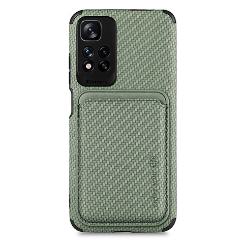 Custodia Silicone Ultra Sottile Morbida Cover con Magnetico S04D per Xiaomi Poco X4 NFC Verde