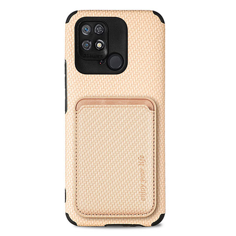 Custodia Silicone Ultra Sottile Morbida Cover con Magnetico S04D per Xiaomi Redmi 10 India Oro