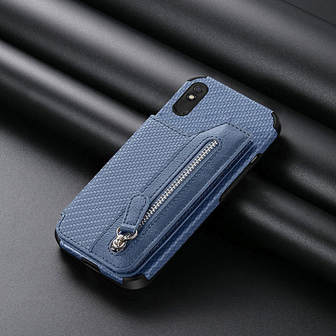 Custodia Silicone Ultra Sottile Morbida Cover con Magnetico S04D per Xiaomi Redmi 9A Blu