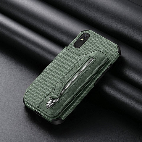 Custodia Silicone Ultra Sottile Morbida Cover con Magnetico S04D per Xiaomi Redmi 9i Verde