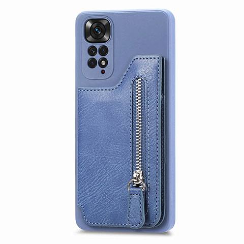 Custodia Silicone Ultra Sottile Morbida Cover con Magnetico S04D per Xiaomi Redmi Note 11 4G (2022) Blu