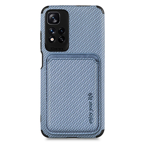 Custodia Silicone Ultra Sottile Morbida Cover con Magnetico S04D per Xiaomi Redmi Note 11 Pro+ Plus 5G Blu