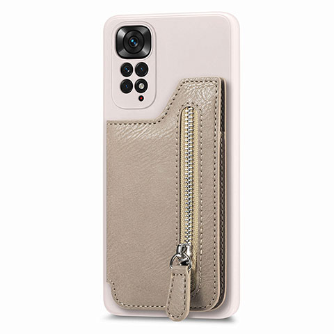 Custodia Silicone Ultra Sottile Morbida Cover con Magnetico S04D per Xiaomi Redmi Note 11S 4G Avorio