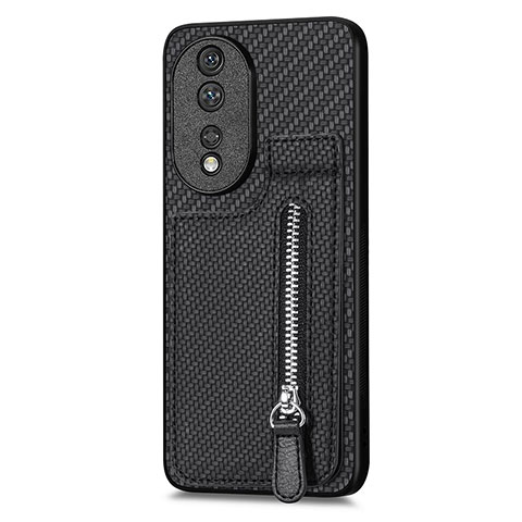 Custodia Silicone Ultra Sottile Morbida Cover con Magnetico S05D per Huawei Honor 80 5G Nero