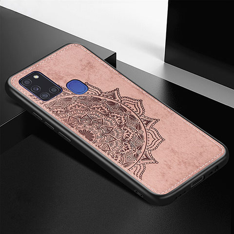 Custodia Silicone Ultra Sottile Morbida Cover con Magnetico S05D per Samsung Galaxy A21s Oro Rosa