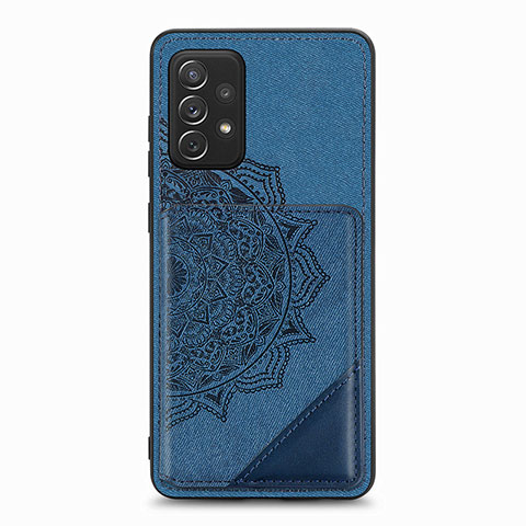 Custodia Silicone Ultra Sottile Morbida Cover con Magnetico S05D per Samsung Galaxy A52 5G Blu