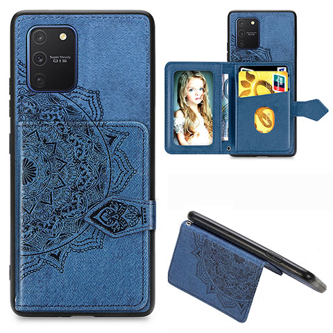 Custodia Silicone Ultra Sottile Morbida Cover con Magnetico S05D per Samsung Galaxy A91 Blu