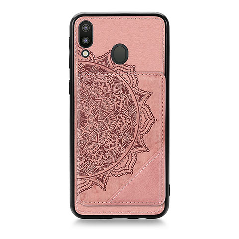 Custodia Silicone Ultra Sottile Morbida Cover con Magnetico S05D per Samsung Galaxy M20 Oro Rosa