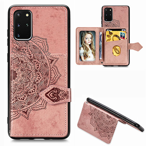 Custodia Silicone Ultra Sottile Morbida Cover con Magnetico S05D per Samsung Galaxy S20 Plus 5G Oro Rosa