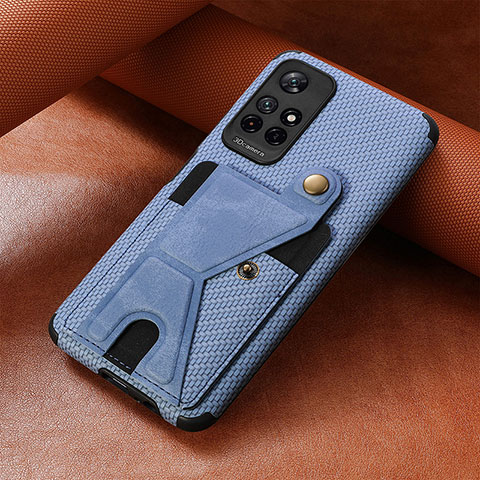 Custodia Silicone Ultra Sottile Morbida Cover con Magnetico S05D per Xiaomi Poco M4 Pro 5G Blu