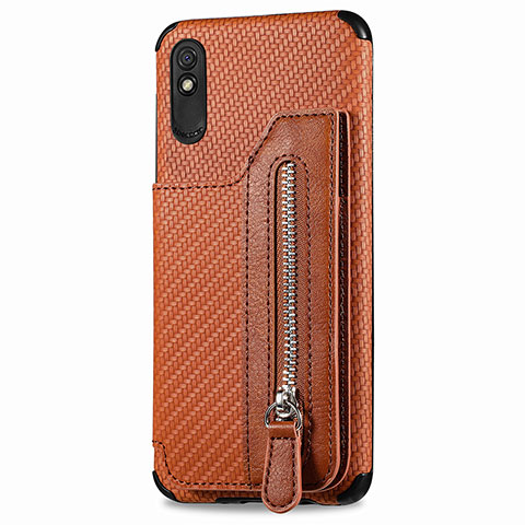 Custodia Silicone Ultra Sottile Morbida Cover con Magnetico S05D per Xiaomi Redmi 9AT Marrone