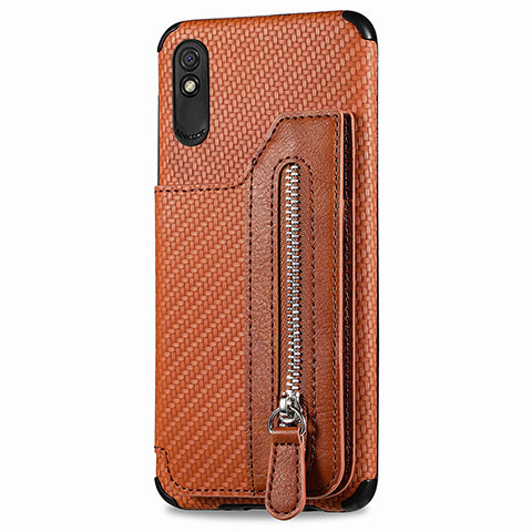 Custodia Silicone Ultra Sottile Morbida Cover con Magnetico S05D per Xiaomi Redmi 9i Marrone