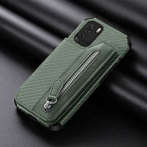 Custodia Silicone Ultra Sottile Morbida Cover con Magnetico S05D per Xiaomi Redmi K40 Pro 5G Verde