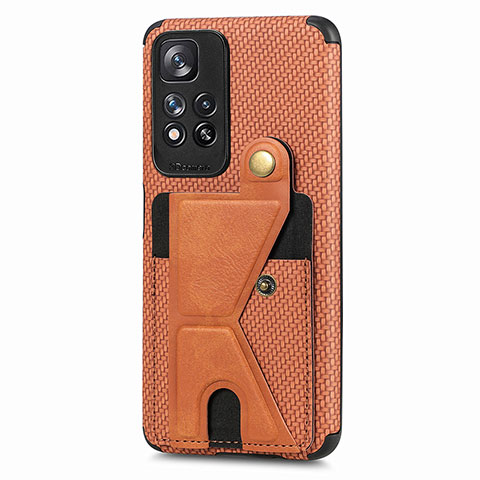 Custodia Silicone Ultra Sottile Morbida Cover con Magnetico S05D per Xiaomi Redmi Note 11 Pro+ Plus 5G Marrone