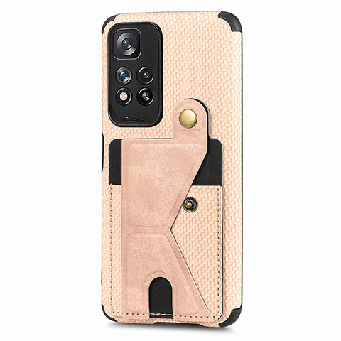 Custodia Silicone Ultra Sottile Morbida Cover con Magnetico S05D per Xiaomi Redmi Note 11 Pro+ Plus 5G Oro