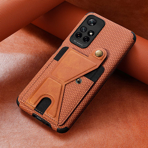 Custodia Silicone Ultra Sottile Morbida Cover con Magnetico S05D per Xiaomi Redmi Note 11S 5G Marrone