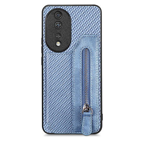 Custodia Silicone Ultra Sottile Morbida Cover con Magnetico S06D per Huawei Honor 80 5G Blu