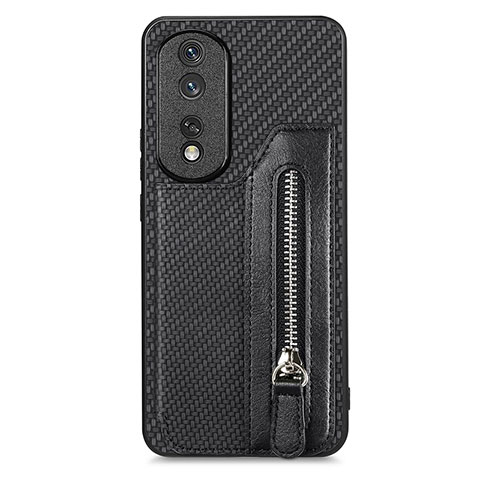 Custodia Silicone Ultra Sottile Morbida Cover con Magnetico S06D per Huawei Honor 80 Pro 5G Nero