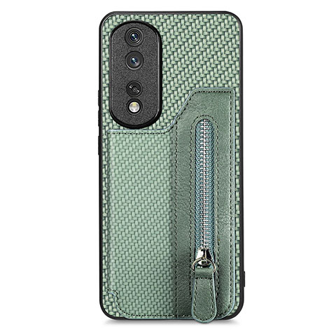 Custodia Silicone Ultra Sottile Morbida Cover con Magnetico S06D per Huawei Honor 80 Pro 5G Verde