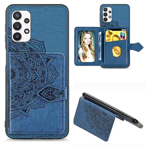 Custodia Silicone Ultra Sottile Morbida Cover con Magnetico S06D per Samsung Galaxy A32 4G Blu