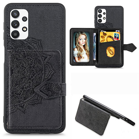 Custodia Silicone Ultra Sottile Morbida Cover con Magnetico S06D per Samsung Galaxy A32 5G Nero