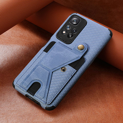 Custodia Silicone Ultra Sottile Morbida Cover con Magnetico S06D per Xiaomi Redmi Note 11 Pro+ Plus 5G Blu