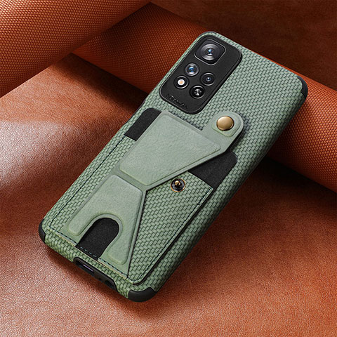 Custodia Silicone Ultra Sottile Morbida Cover con Magnetico S06D per Xiaomi Redmi Note 11 Pro+ Plus 5G Verde
