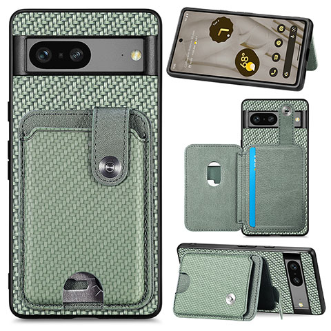 Custodia Silicone Ultra Sottile Morbida Cover con Magnetico S07D per Google Pixel 7a 5G Verde