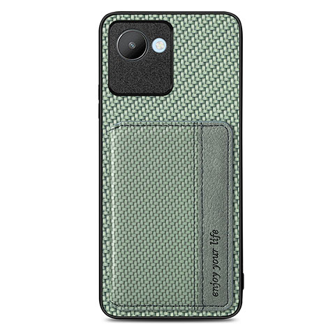 Custodia Silicone Ultra Sottile Morbida Cover con Magnetico S07D per Realme C30s Verde