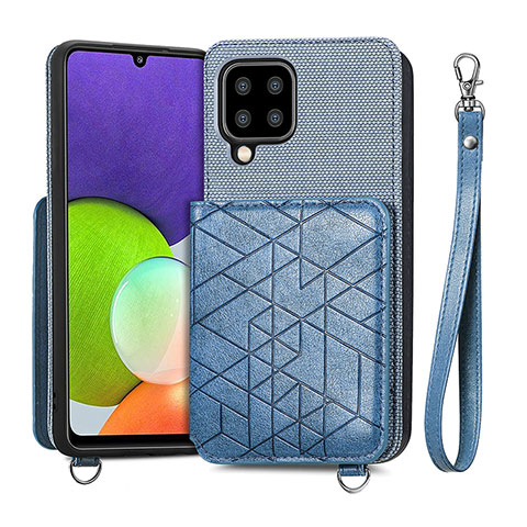 Custodia Silicone Ultra Sottile Morbida Cover con Magnetico S07D per Samsung Galaxy A22 4G Blu