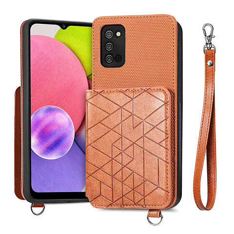 Custodia Silicone Ultra Sottile Morbida Cover con Magnetico S07D per Samsung Galaxy M02s Marrone