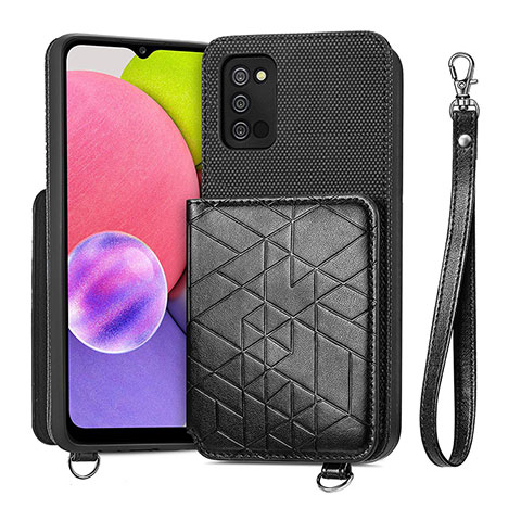 Custodia Silicone Ultra Sottile Morbida Cover con Magnetico S07D per Samsung Galaxy M02s Nero