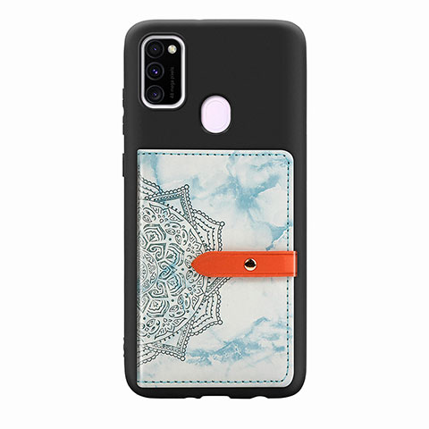 Custodia Silicone Ultra Sottile Morbida Cover con Magnetico S07D per Samsung Galaxy M21 Azzurro