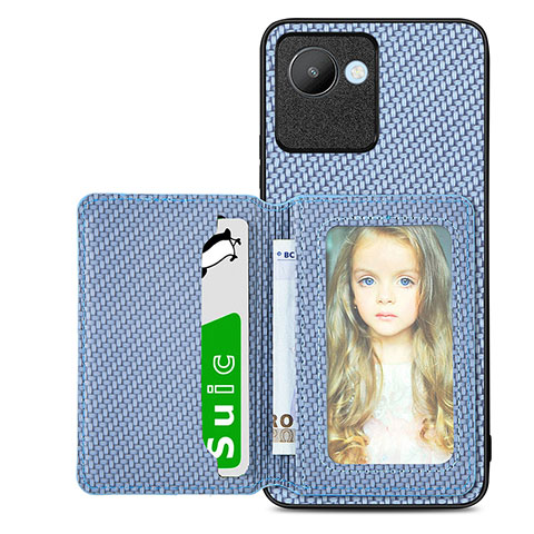 Custodia Silicone Ultra Sottile Morbida Cover con Magnetico S08D per Realme C30s Blu