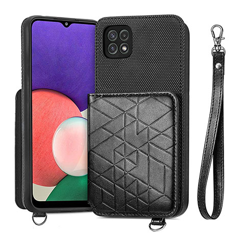 Custodia Silicone Ultra Sottile Morbida Cover con Magnetico S08D per Samsung Galaxy A22 5G Nero