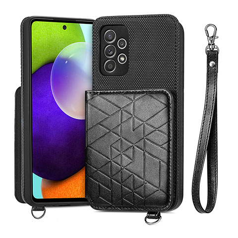 Custodia Silicone Ultra Sottile Morbida Cover con Magnetico S08D per Samsung Galaxy A52 4G Nero