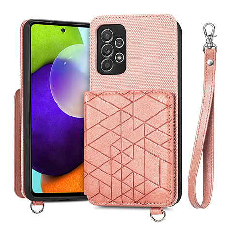 Custodia Silicone Ultra Sottile Morbida Cover con Magnetico S08D per Samsung Galaxy A52 4G Rosa